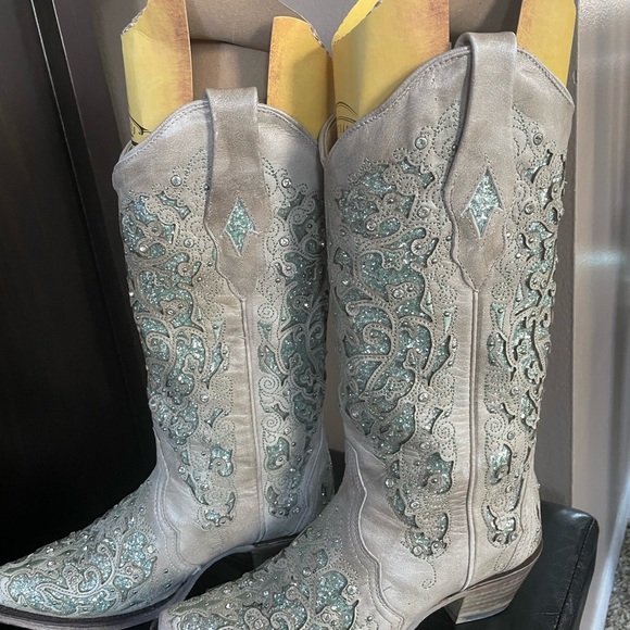 CORRAL WOMEN’S GLITTER INLAY & CRYSTAL BOOTS. SZ 7 NIB $179 - Picture 4 of 9